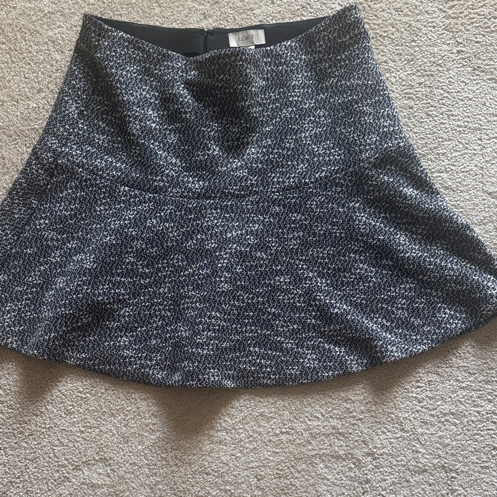 LOFT Black and Gray Skater Skirt